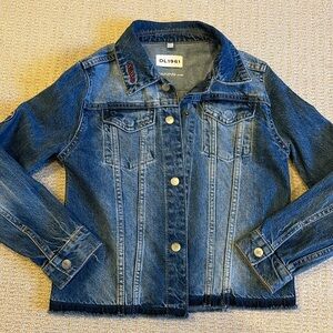 DL1961 Girls denim/jean Manning jacket with embroidery